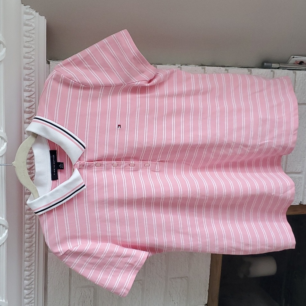Women's Tommy Hilfinger Pink Polo Short Sleeve Shirt Sz XL Feminine Golf Sport